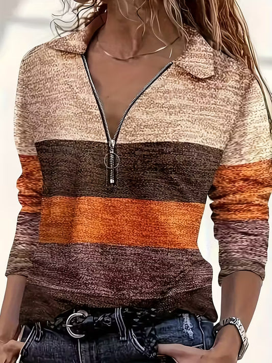 Plus Size Women's Casual V-Neck Long Sleeve T-Shirt