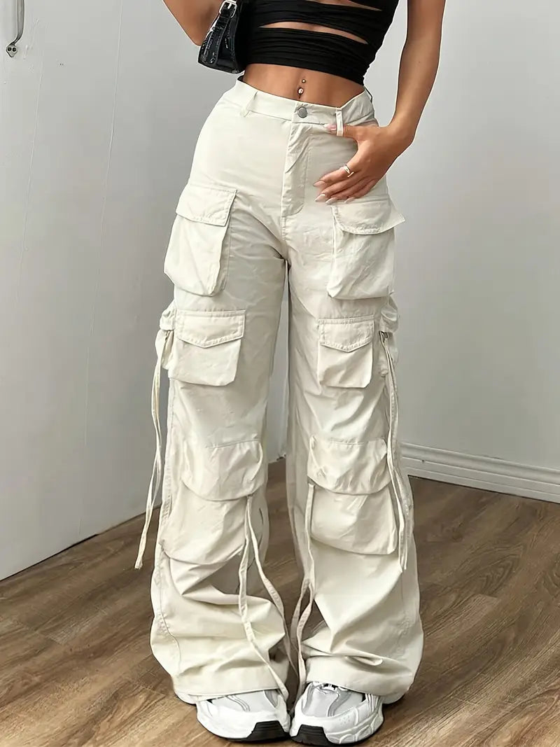 Women'S High-Waisted Wide-Leg Cargo Pants