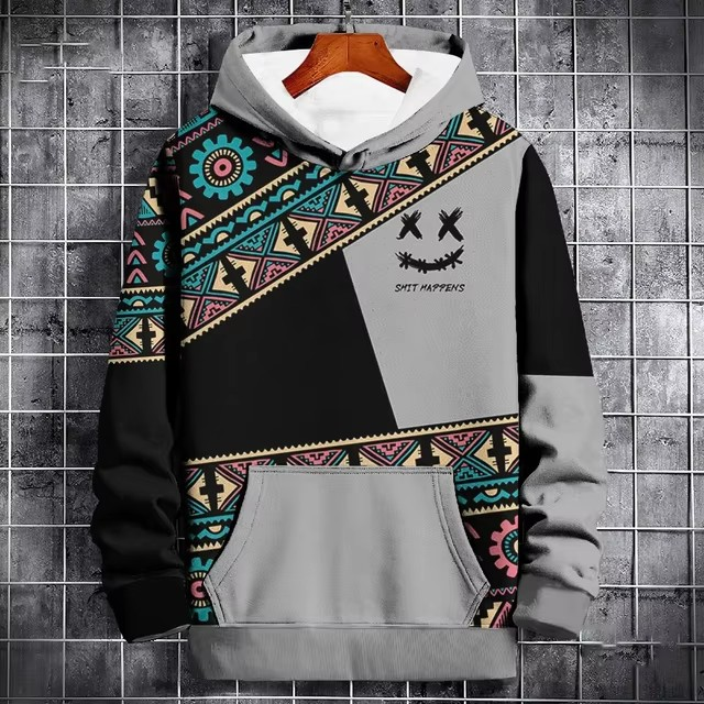 Mens Ethnic Pattern Hoodie