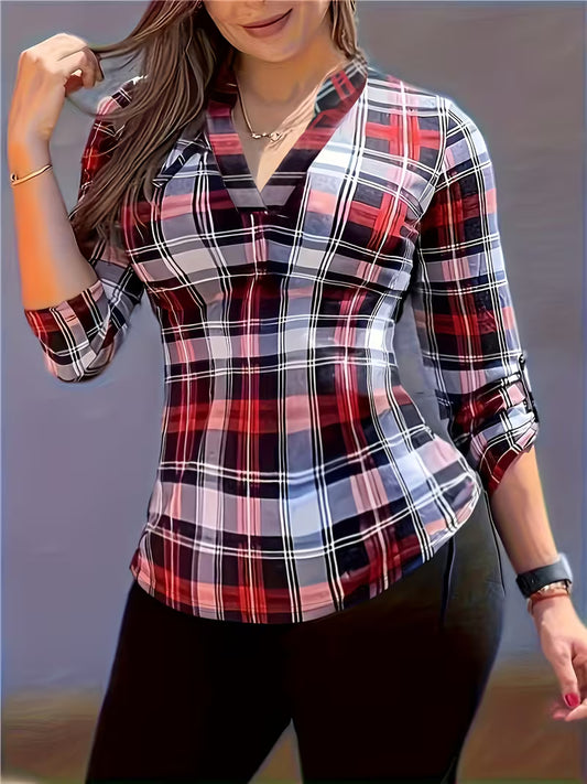 Women'S Stylish Plaid Blouse