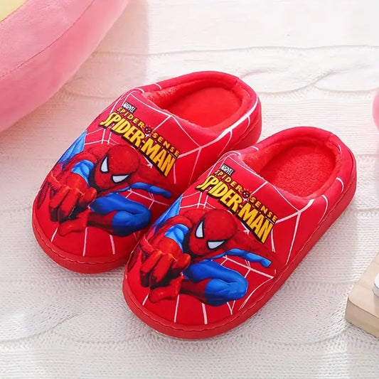 Kids' Plush Slippers with Spider-Man Print