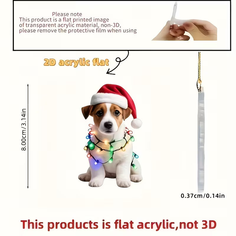 Cute 2D Flat Jack Russell Xmas Decoration