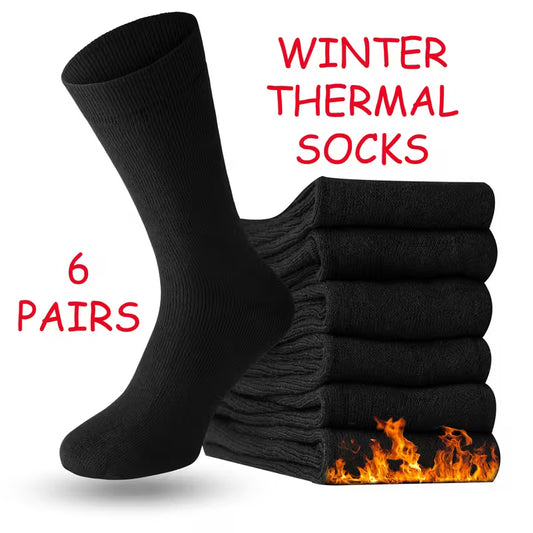 6 Pairs of Men's Thermal Ultra Warm Cotton Rich Thermal Socks