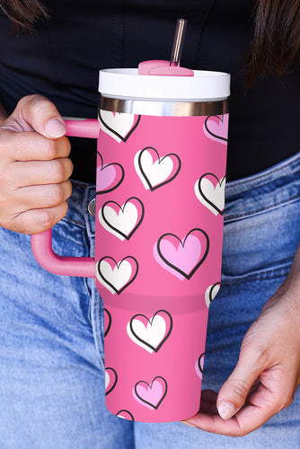Heart Design Stainless Thermos Cup with Handle