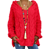 Plus SIze Twist Knitted Hooded Jumper