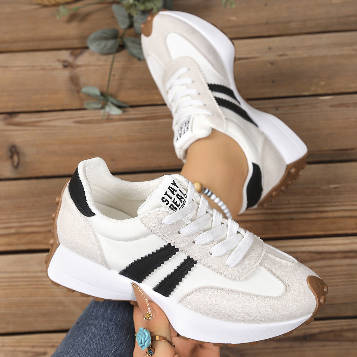 Stripe Lace-up Women's Trainers