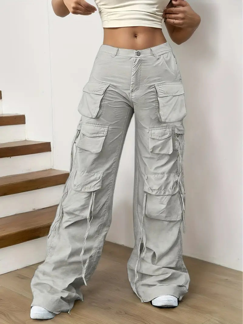 Women'S High-Waisted Wide-Leg Cargo Pants