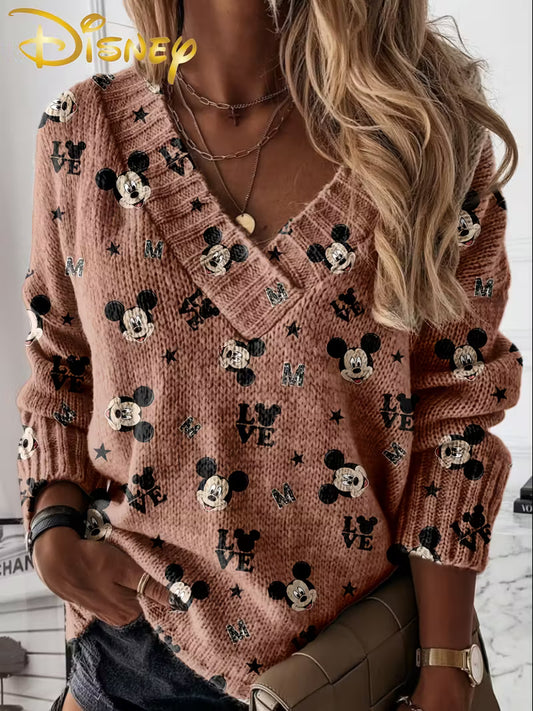 Women's Mickey Mouse "LOVE" Letter Print Sweater
