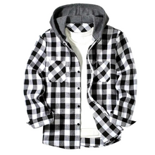 Load image into Gallery viewer, Mens Plaid Check Hooded Shirt