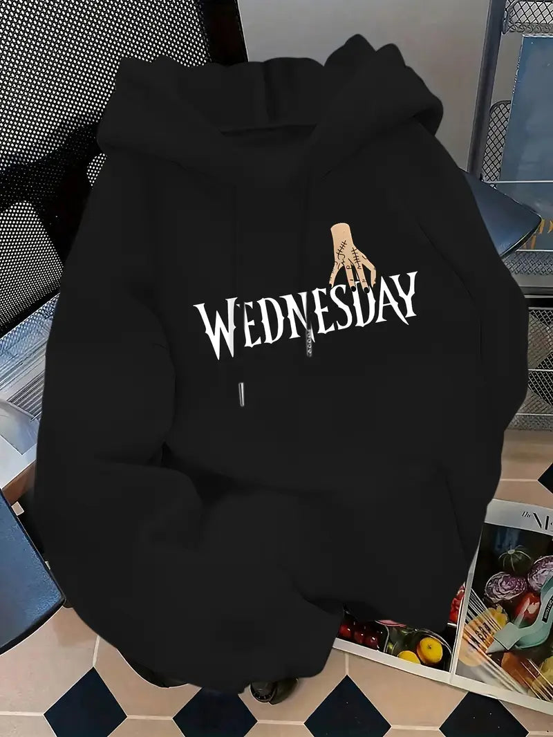 Women'S "WEDNESDAY" Graphic Print Hoodie