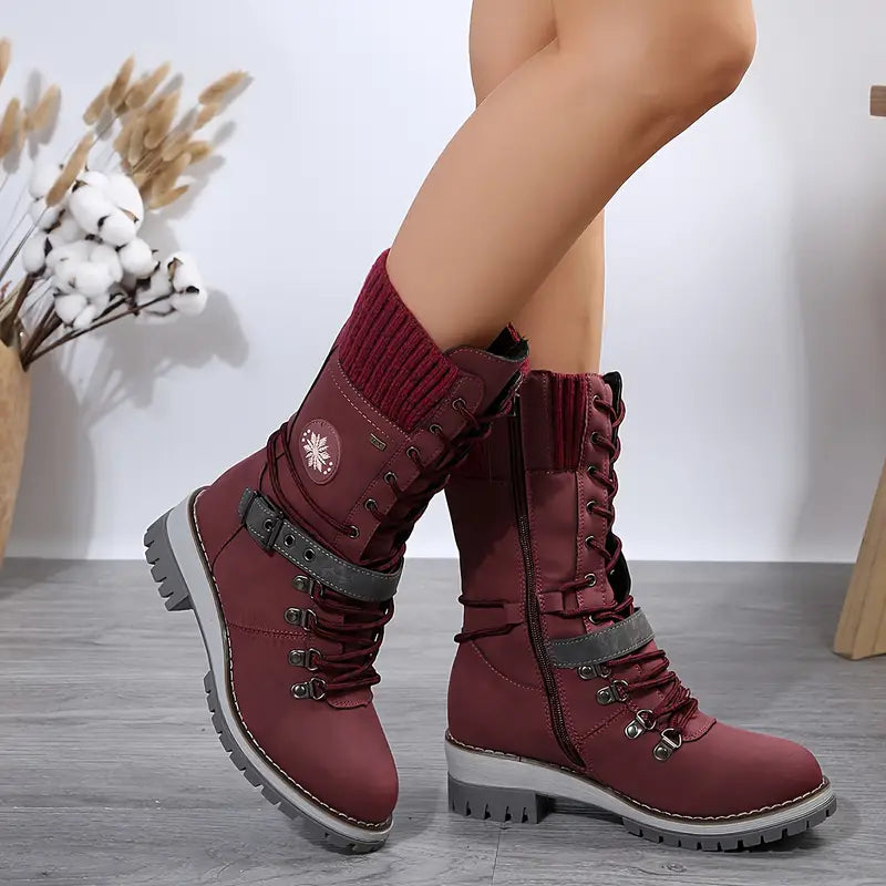 Women'S All-Season Lace-Up Mid-Calf Boots