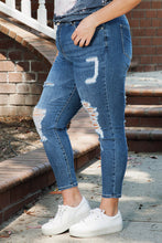 Load image into Gallery viewer, Blue Plus Size Distressed Ripped Skinny Jeans