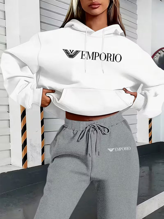 Women'S Plus Size Hooded Sweatshirt Set