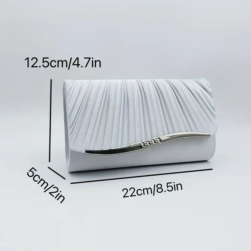 Elegant Women'S Striped Clutch Handbag with Detachable Shoulder Strap