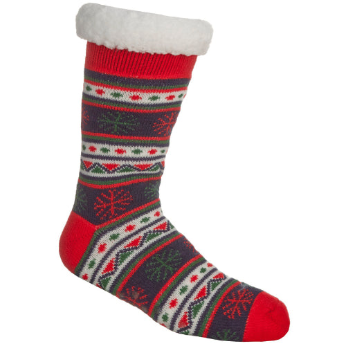 Christmas Sherpa Slipper Socks with Safety Grippers