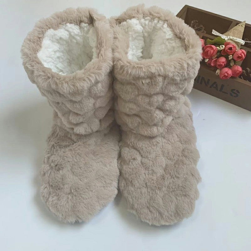Fluffy Boot Slippers - Khaki