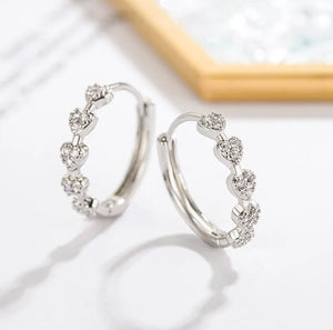 Shiny 925 Sterling Silver Heart Hoop,Huggie Earrings