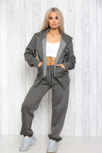 Load image into Gallery viewer, Plus Size Charcoal Oversized Zip Hooded Tracksuit