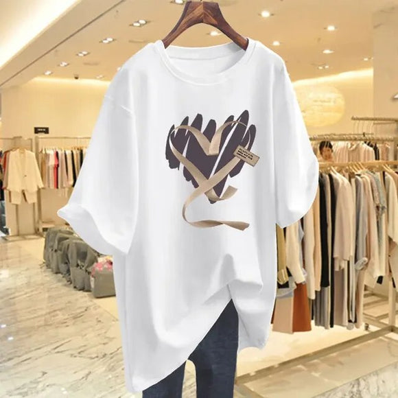 Heart Graphic Heart Loose Fit Cotton Tshirt