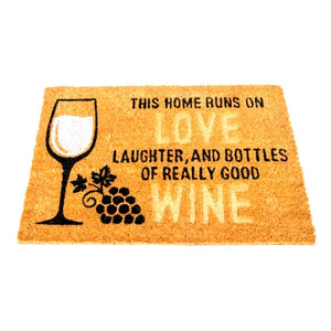 Coir Doormat with Wine Glass & Love