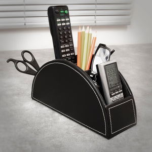 5 Compartment Faux Leather Remote Control Holder Desk Stationery Organizer.