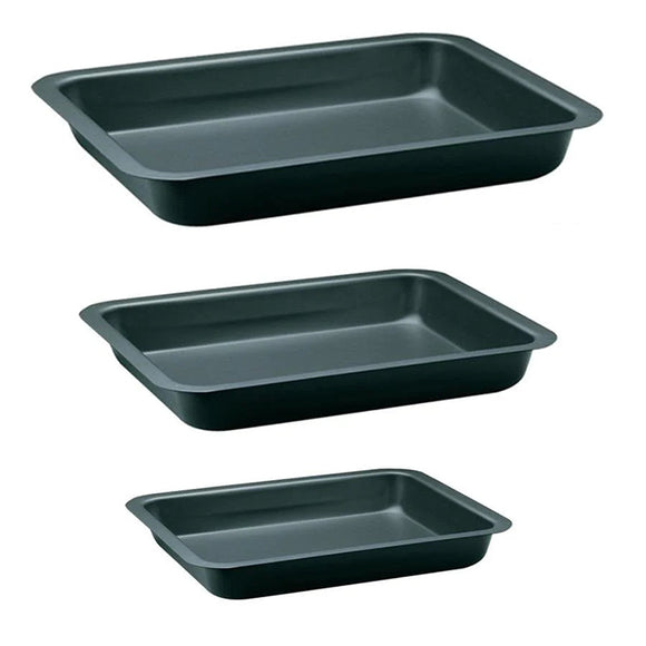 3 Pack Baking Tray Set Nonstick Roasting Pan Rectangular Bakeware for Oven