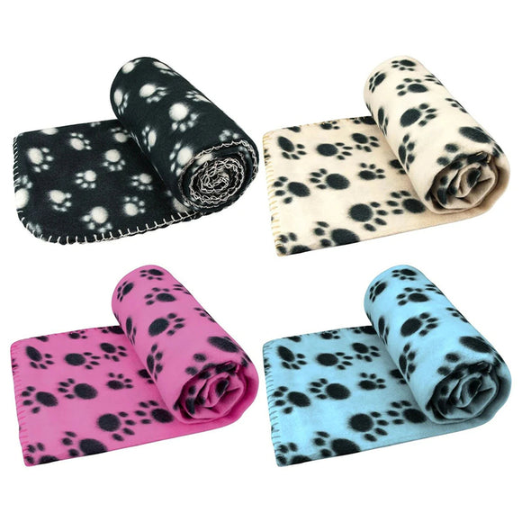 Paw Print Pet Sleeping Comfort Blanket Soft Fleece Bed Mat Cover 119 x 98cm