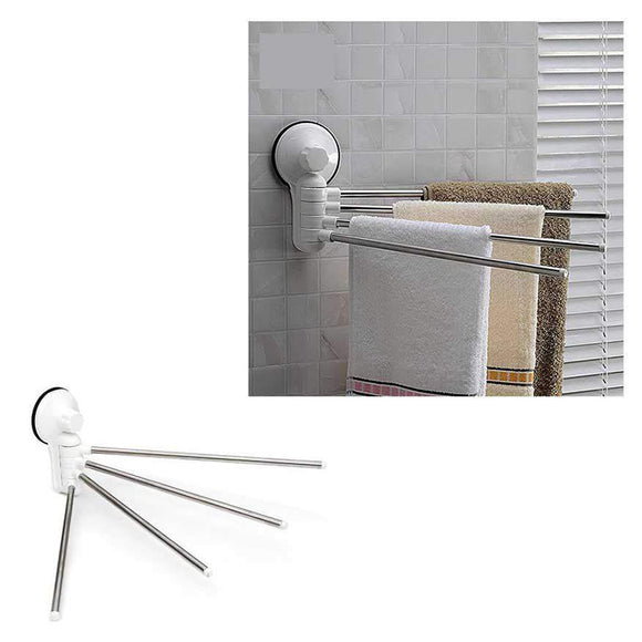 Stainless Steel Towel Rack Drill Free Bathroom Towel Bar with Adjustable Suction Cup