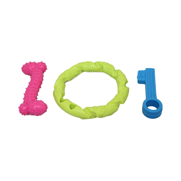 3 Pack Dogs Fun Toys Teething Chewing Playing Silicone Set 10cm