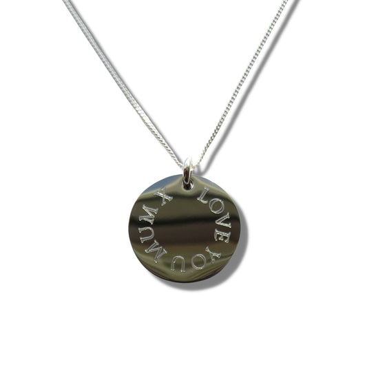 Edge Engraved Necklace - I LOVE YOU MUM X