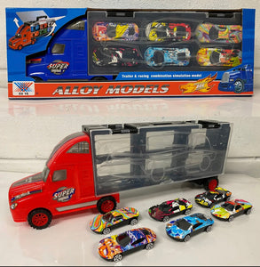 Transport Carrier Truck Toy with 6 Colourful Mini Cars