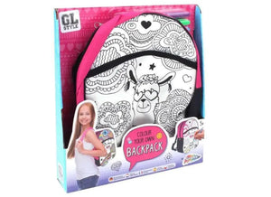 Grafix Girls Colour Your Own Backpack Llama Doodle School Bag