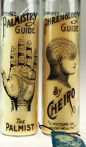 Phrenology / Palmistry 20cm Candles In Glass Jars (Set of 2)