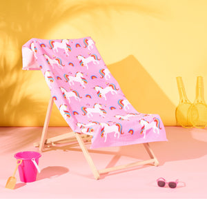 Unicorn Print Beach Towel - Pink