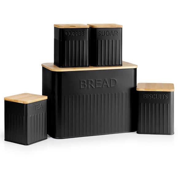 5pc Kitchen Storage Containers Set with Airtight Bamboo Lids.