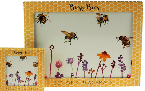 Busy Bumble Bee Place Mats And 4 Coasters (Set of 4)