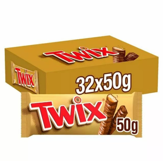 Twix Milk Chocolate Bars with Biscuit & Caramel Chocolate, 32 x50g