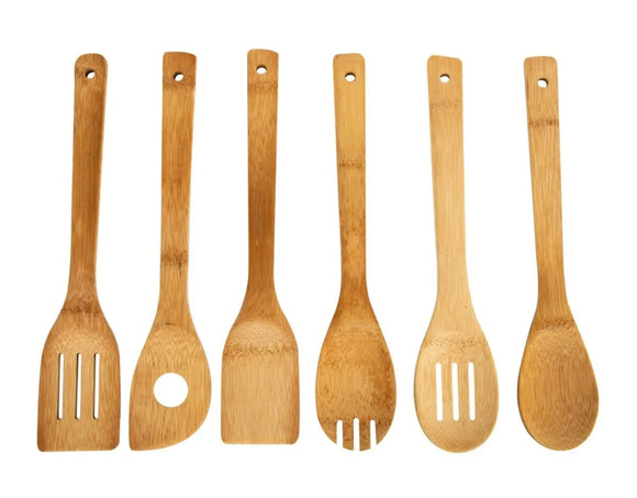 6 x Bamboo Kitchen Utensils Set