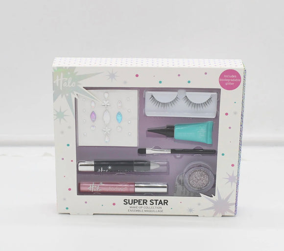 Super Star Make Up Set Eyes False Lashes, Lip Gloss, Gems, Glitter