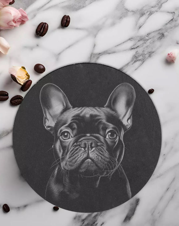 French Bulldog, Dog, Engraved Slate Coaster