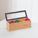 Bamboo Tea Bag Storage Box Tidy Compartment