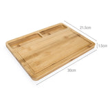 Bamboo Cutting Board Serving Board with 2 Built in Compartments and Juice Groove