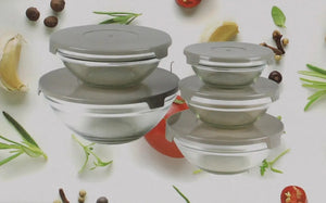 Set of 5 Glass Food Storage Bowls with Lids