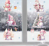 Pink Snowman Window Stickers