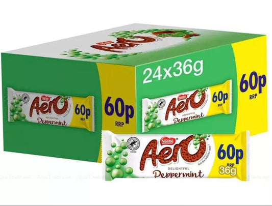 Aero Peppermint Mint Chocolate Bars 36g (Pack of 24)