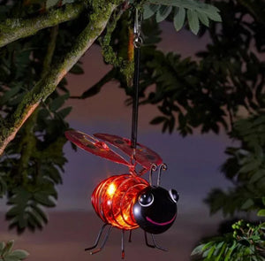 Red Bouncing Lady Bug Hanging Solar Powered ornament