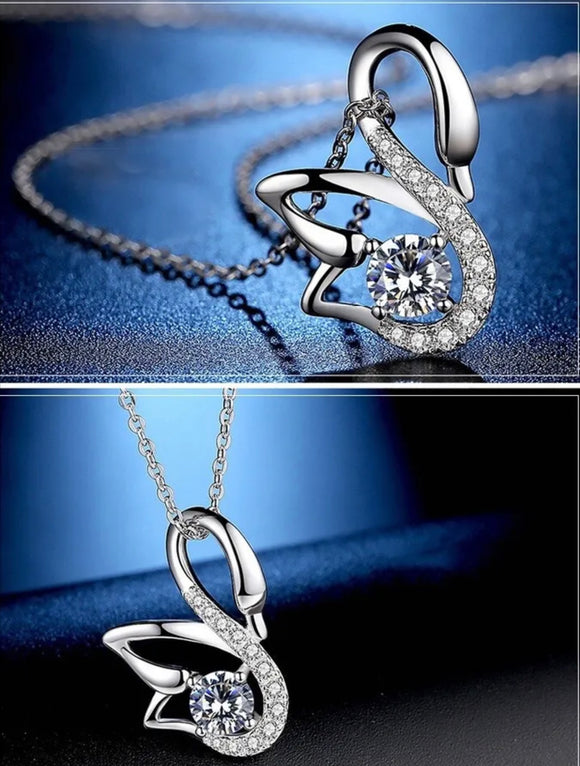 Crystal Swan Pendant Necklace