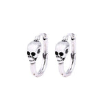 Sterling Silver Gothic Punk Skull Head Earrings Dangle Drop Hoop Stud