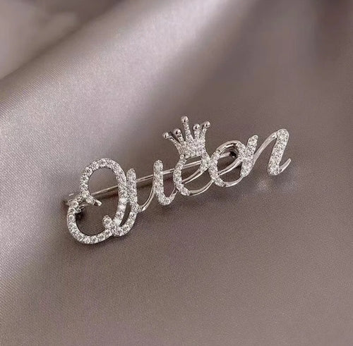 Stunning Crystal Queen Brooch Scarf Pin