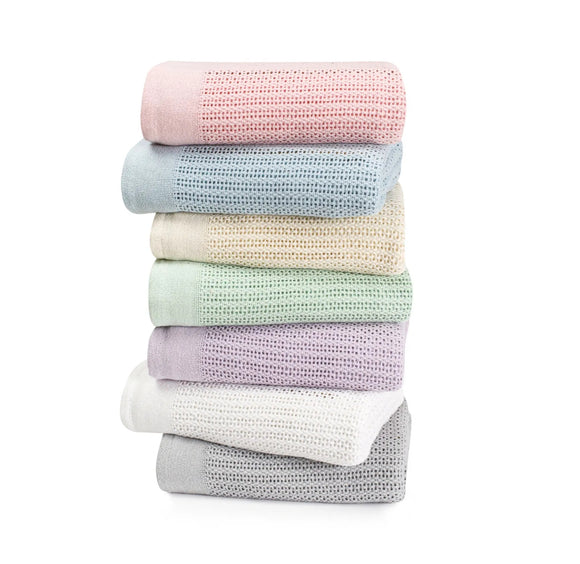 Pack of 2 Premium Knitted Cotton Soft Cellular Boy Girl Newborn Baby Blanket